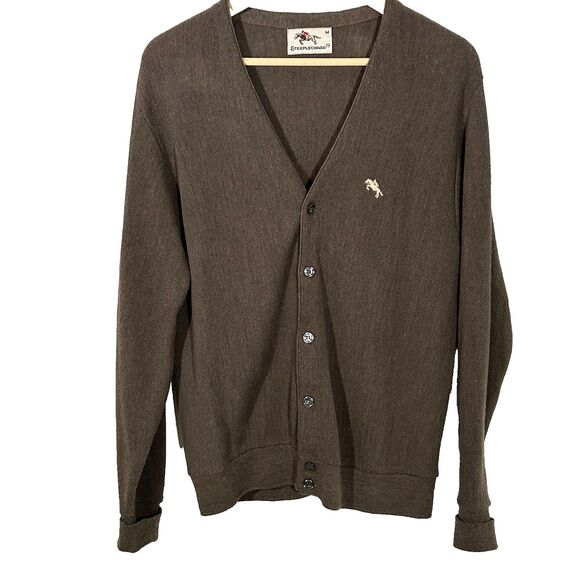 Vintage Steeplechase Cardigan Sweater Men's Size Medium Brown Grandpa Classic - Picture 1 of 8